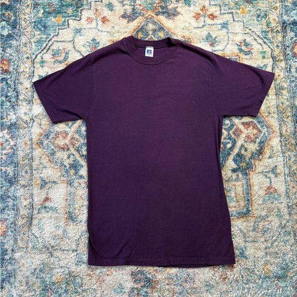 Vintage Russell Athletic Purple Blank T-shirt Medium - Picture 1 of 3